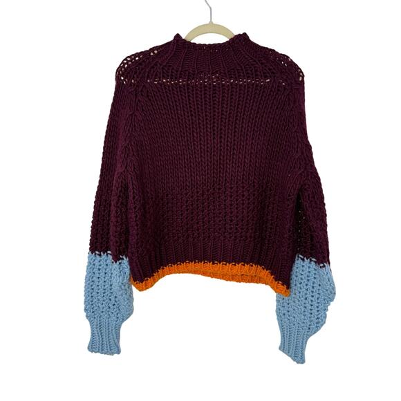 Dr. Bloom Barcelona  Anthropologie Colorblock Chunky Knit Sweater Wool Blend M/L - Picture 2 of 8